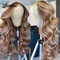 Wholesale Lace Wigs Ash Blonde Highlight Front Human Hair For Women Body Wave Light Brown Transparent Brazilian Pre Plucked