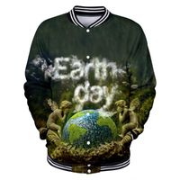 Wholesale Men s Hoodies Sweatshirts Trend Casual d Digital Printing Green Environmental Festival Adult Baseball Uniform