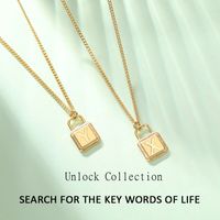 Wholesale Pendant Necklaces explore series K gold plating letters full name Europe and America Little golden lock clavicle
