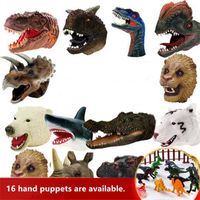 Wholesale Soft Rubber Animal Head Hand Puppet Figure Toys Dinosaur Gloves for Children Model Gift Dinosaur Hand Puppet Toys