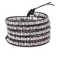 Wholesale Trendy mm Imitation Pearl Crystal Beaded Strands Bracelets Male and Female Mixed Style Multilayer Leather Rope Wrap Accessories