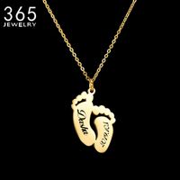 Wholesale New Fashion Name engraved Footprint Hanger Diy Adjusted Rvs Date Letter Chains Gift for Girls Birthday