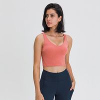 Wholesale L Tank Women Yoga Bra Shirts Sports Vest Fitness Top Sexy Underwear Solid Color Lady Tops with Removable Cups Yoga Sport Bras Tanks