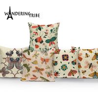 Wholesale Colorful Butterfly Pattern Cushion Cover Bug Insects Sofa Home Decorative Throw Pillows Pillowcase Cushions Kussenhoes Cushion Decorative Pi
