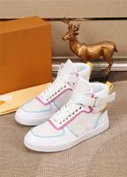 Wholesale Luxury designer Rivoli Casual Shoes High Top Men Sneakers Formal Wear Wedding Party Shoe Embossed Flat Trainers To With Box