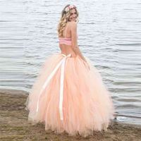 Wholesale Lush Peach Tulle Ball Gowns Tutu Skirts For Women To Maternity Poshoot With Sash Ribbon Long Skirt Pregnant Pregancy