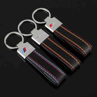 Wholesale KeychainsM three color sports Mercedes Benz AMG Audi slim car leather key ring pendant
