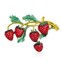 Wholesale Enamel Strawberry Brooches For Women Red Color Pin Brooch Plant Design Cute High Quality Jewellry Summer Style