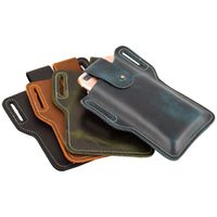 Wholesale Outdoor Bags Mobile Phone Cover Case Holder Leather Cellphone Belt Waist Bag For Men Male Vintage Handmade Loop Holster Man