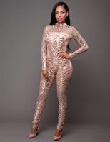 Wholesale High end Custom Black White Golden Sequin Jumpsuit Fall Womens Long sleeve High Stretch Party Club Bodycon Rompers