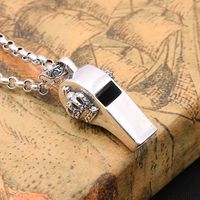 Wholesale Personalized Brand new sterling silver jewelry Europe antique silver hand made designer whistle with cross sword pendant no chain