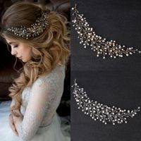 Wholesale Boho Hair Tiaras Wedding Crowns Headpiece For Women Bling Crystal Rhinestone Pearls Hand Made Headband Bridal Party Prom Gown
