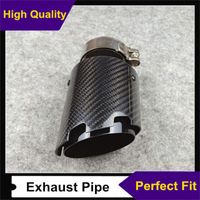 Wholesale Motorcycle Exhaust System Universal Shiny Carbon Fiber Glossy Black Stainless Steel Auto Tips Single End Pipe For B mw B enz