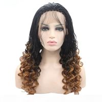Wholesale High quality ombre brown Hair short curly braids wig quot africa women style box braid wig full Synthetic Lace Front Wigs with baby hair