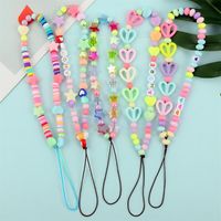 Wholesale Chokers Cute Heart Phone Chain Resin Mobile Strap Lanyard Letter String Wristband Kpop Jewelry Beaded Cell Charm Women BFF