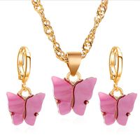 Wholesale Pendant Necklaces Women s Jewelry Set Classic Butterfly Dangling Trendy Fashion Earrings Black Red Yellow For Party Evening Formal Str