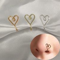 Wholesale Copper Fake Piercing Love Nose Ring Gold Silver Color Clip Nose Rings Ear Clip Cuff Jewelry