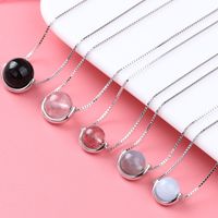 Wholesale Qiai S925 Pure Silver Natural Stone Crystal Necklace Female Pink Strawberry Geometric Good Luck Passepartout