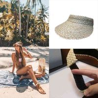Wholesale Ht209 Design Straw Sun Hat For Women Fashion Beach Hats Lady Holiday Summer Visor Empty Top Caps