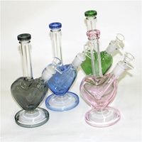 Wholesale 9 inch glass water bong hookahs pink dab oil rigs bubbler tall thick beaker mini waterpipe with mm bowl and downstem
