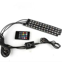 Wholesale TOP cigarette lighter LED Strips In Car Inside Atmosphere Lamp Interior Decoration Lighting Rgb color Wireless Remote Control Chip v Charge Charming