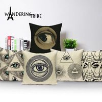 Wholesale Nordic Home Decoration Linen Cushion Cover Eye Lips Pillow Geometric Living Room Cushions Throw Covers Cushion Decorative