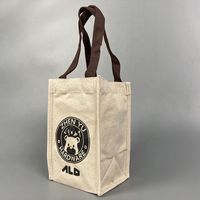 Wholesale Gift Wrap Beige Canvas Small Designed Cotton Bag With Dark Brown Handle Eco friendly Manufacturer Tote