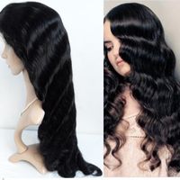 Wholesale Unprocessed Peruvian Virgin Hair Body Wave Front Lace Wig Wavy Hair Color B With Natural Hairline High Grade A