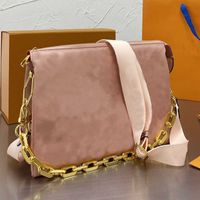 Wholesale CLASSIC FLOWER top a Quality Crossbody Bag Women Letter Prints Handbag Gold Chain Shoulder Bags Fashion Old Flower Zipper Briefcase Wide Starp quilted