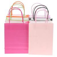 Wholesale Gift Wrap Color Cowhide Box Candy Carton Pieces Batch Large Kraft Paper Bag With Handle Recyclable Fashion Clothes