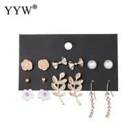 Wholesale Stud YYW pairs Resin Flower Plastic Pearl Earrings Vintage Earring Set For Women Wedding Jewelry Oorbellen Boucle D Oreille
