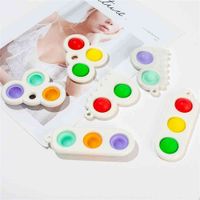 Wholesale 300pcs Pioneer Rainbow Fidget Toy Key Chain Push Kids Adults Sensory Bubbles Puzzle Anxiety Stress Reliever Gadget Game H415J7I