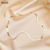 Wholesale Chains RUIYI Real K Gold Clavicle Snake Chain Necklace Simple Blade Design Pure AU750 Adjustable Bracelet For Women Fine Jewelry