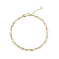 Wholesale New Arrival K Solid Gold Double Chain Link Bracelet Fashion Custom Bracelet in K Real Solid Gold