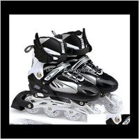 Wholesale Skating Action Sports Outdoors Drop Delivery Adult Black Inline Roller Skates Adjustable Aluminum Bracket Xzx