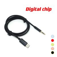 Wholesale Digital chip Type C USB Cables Male To mm jack Earphone Car Stereo AUX audio Cable Cord Adapter For moblie phone