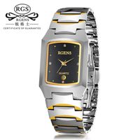 Wholesale Watches Women Business Men s Tungsten Steel Gold Rose Square Clock Casual Waterproof Quartz Wristwatches