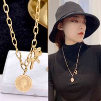 Wholesale Brand Necklace Hip Hop Horse Animal Pendants for Men Rapper Jewelry Rose Gold Silver pony queen head round brand fashion