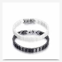 Wholesale Adjustable Removable Titanium Double Buckle Bracelet For Ladies Korean Ceramic Fashion Black And White Women s Magnetic Bangle