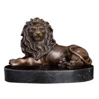 Wholesale ArtsHom DW Bronze Sculpture Lying Lion Statue Figurine Antique Wildlife Metal Art for Home Decoration