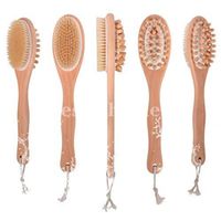 Wholesale 2 in Body Brush Sided Natural Bristles Scrubber Long Handle Wooden Spa Shower Brush Bath Massage Brushes