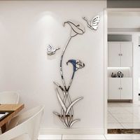 Wholesale arrival Lily butterfly Acrylic DIY wall sticker Bedroom Morning glory TV background decoration