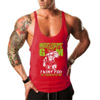 Wholesale Brand Gym Mens Back Tank Top Vest Muscle Fashion Tees Sleeveless Stringer Clothing Bodybuilding Singlets Fitness Workout Sports Shirt