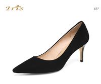 Wholesale Dress Shoes Suede Pumps For Women Little High Heel Genuine Leather Solid Color Ladies Clearance Price
