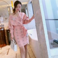Wholesale Casual Dresses High qualitSexy Nightclub Ladies Spring And Autumn Paragraph Formal Occasion Short Package Hip Bat Sleeve Knit Dress