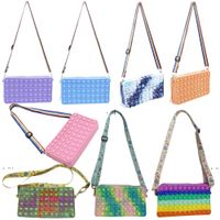 Wholesale Fidget Toys Bags Shoulder Bag Rainbow Bubbles Anti Relief Reliver Stress Adults Kids Desk Sensory Autism Depression Toy RRB10975