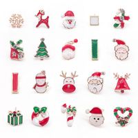 Wholesale Stud GS Silver Christmas Party Earrings Set For Women Girls Gift Enamel Tree Snowman Santa Claus Elk Ear Studs