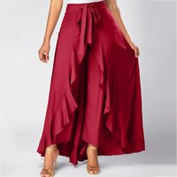 Wholesale Skirts Short Front Long Back Party Irregular High Low Grey Side Zipper Tie Casual Wild Overlay Pants Ruffle Skirt