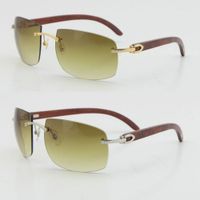 Wholesale Metal designer Larger Rimless Wood Sunglasses mens Square shape face Sun glasses Unisex C Decor frame Eyewear male and female liang0899