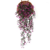 Wholesale Decorative Flowers Wreaths Hanging Artificial Plant Hung Wall Background Display Home Garden Decorations Lifelike Simulation Leaves